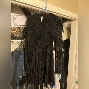 American Rag  black cocktail dress with lace sleeves medium